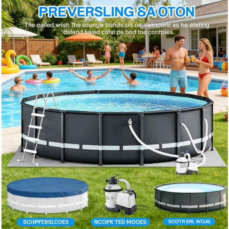 

Наземный бассейн 24 фута x 52 дюйма с песочным фильтр-насосом, устойчивый к проколам