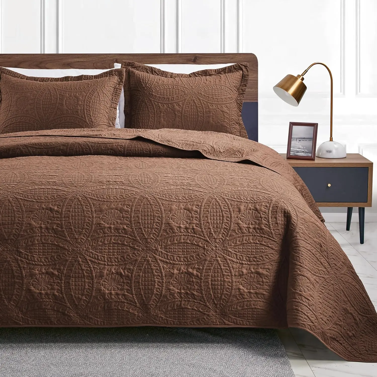 

Комплект постельного белья King Size с узором в виде монет, легкий и прочный, для всех сезонов - 3 предмета