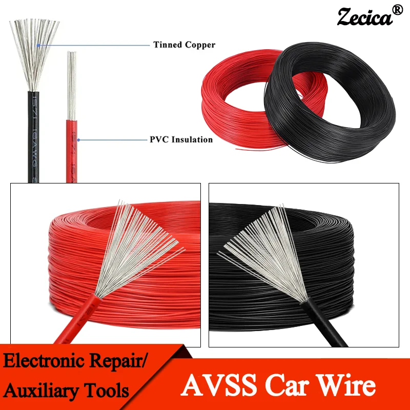 

Red/Black UL1571 Electronic Copper Wire 32 30 28 26 24 22 20 18 16AWG Environmental PVC Insulated Tinned plated DIY LED Line