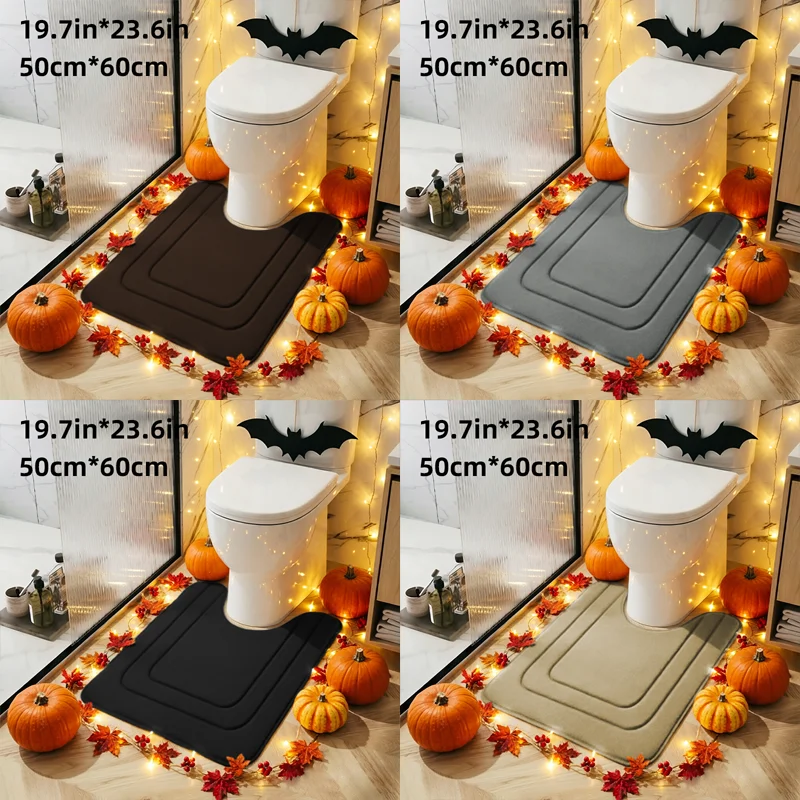 1Pc Coral Fleece. Simple Geometric Embossed Pattern Bathroom Mat Set – Comfortable Standing Mat, U-Shaped Toilet Mat. Bathroom Anti-Slip Mat. Thickened Version. Quick-Drying. Comfortable Standing Mat. Super Absorbent Non-Slip Bathtub Mat. Gift Cushion.