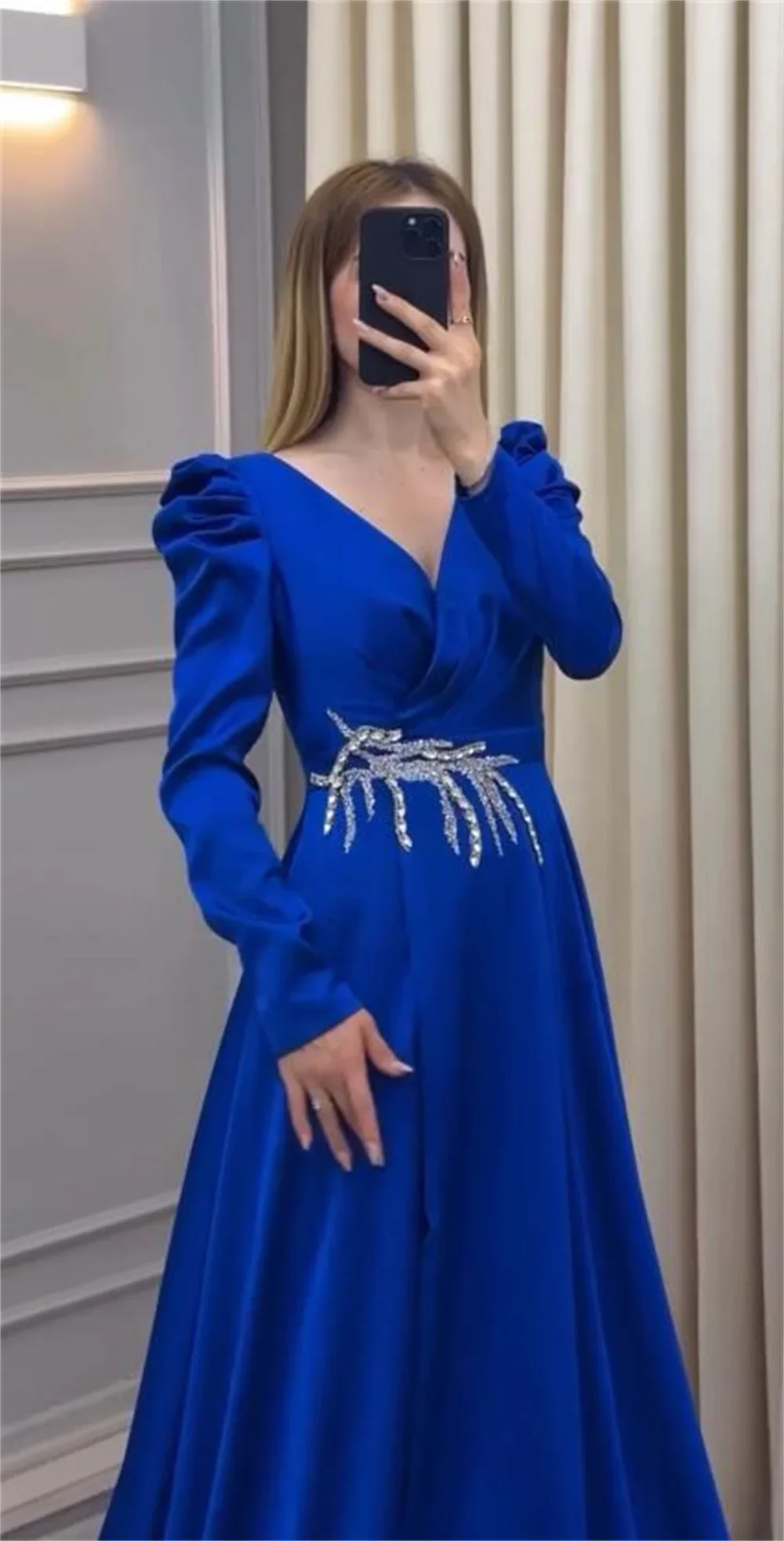 Vestido formal de baile, arábia saudita, decote em v, linha a, comprimento até o chão, saias drapeadas, bordado, contas, sob medida, vestidos de ocasião, vestido de noite