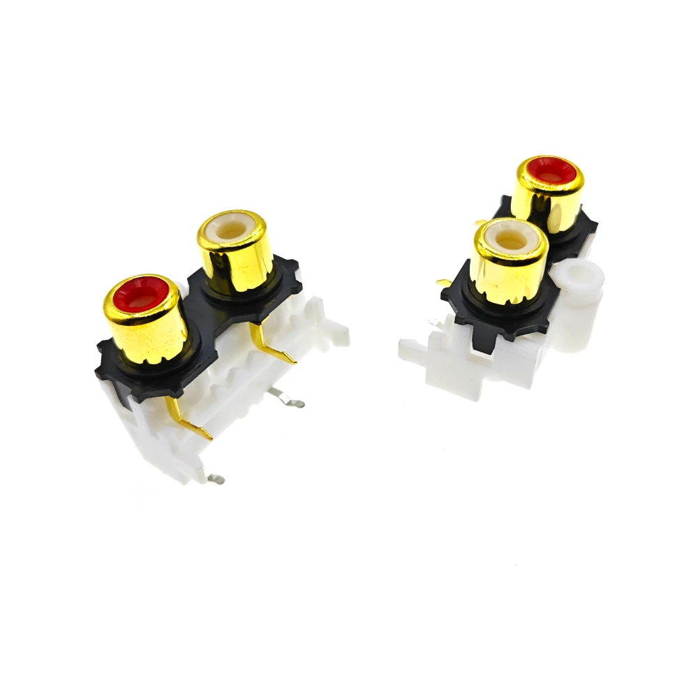 5PCS Connector Lotus Socket PCB Welded 2-Hole Audio Socket Av2-8.4-8 Vertical Pin RCA With Core Socket