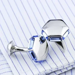 High Grade Crystal Inlaid Copper Metal Cufflinks for Men's Fashionable French Shirt Buttons Business Party Jewelry Accessories