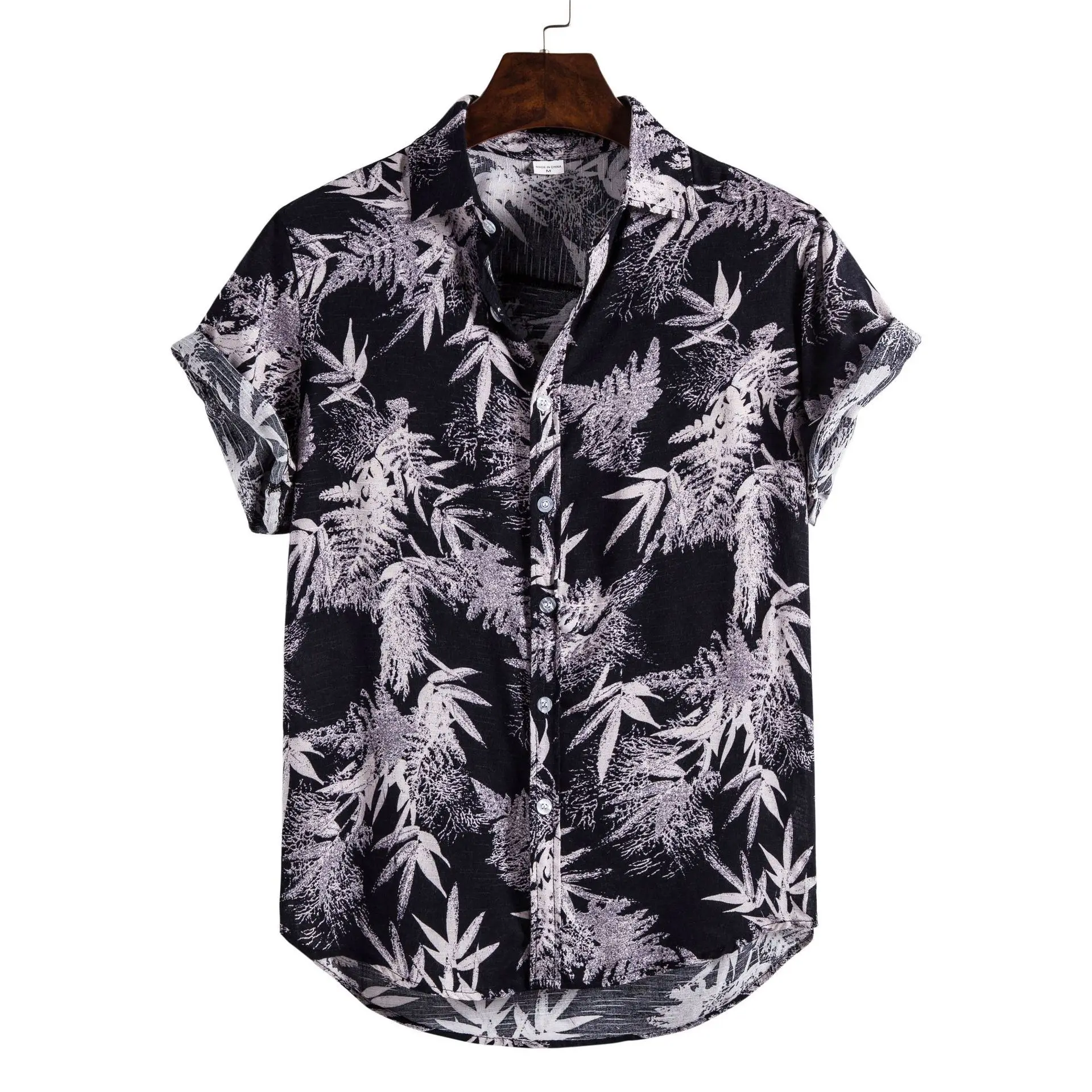 

Men's Summer Hawaiian irt Beach Wear Floral Print Long Sve Straight Cut Other Material 00% Top Quali Ladies irt