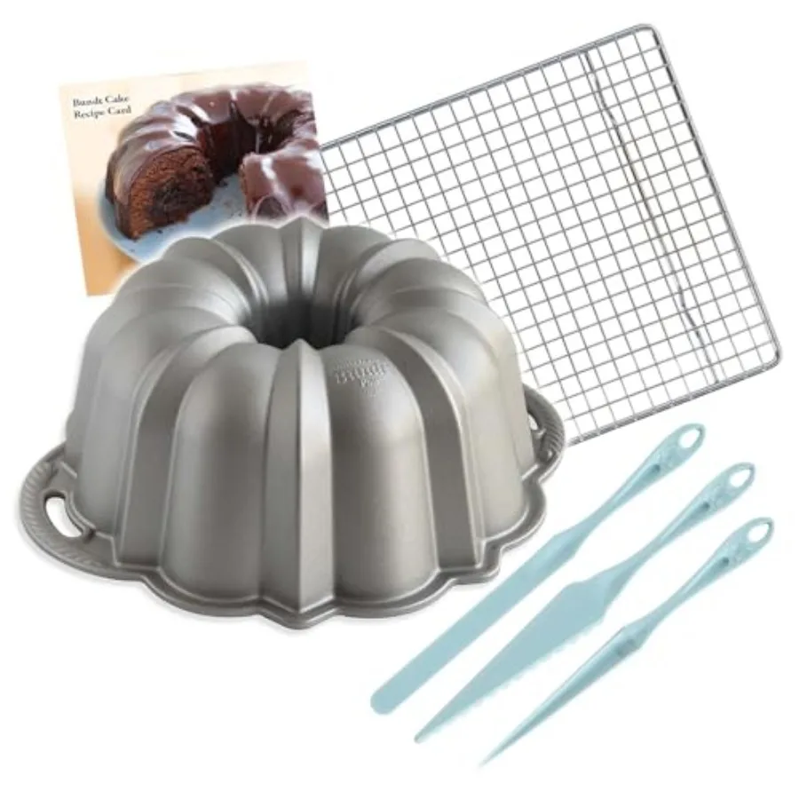 

Platinum Sier 12 Cup Anry undt Pan Wit Cake Fising Tool Kit + Cooling Rack and Recipe Card