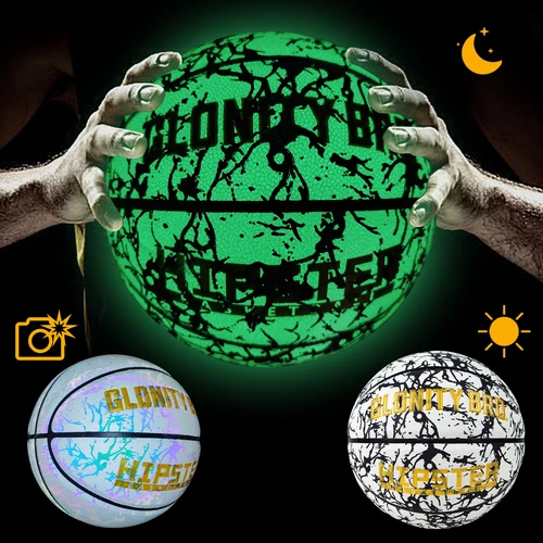 Pelota de baloncesto brillante de cuero, resistente al desgaste, tamaño 5/6/7-27, 5/28, 5/9,5 pulgadas, para jóvenes, juego nocturno de baloncesto en el exterior y