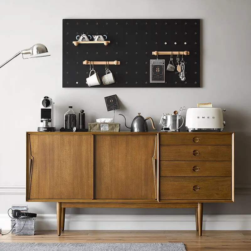 

Kona/retro dining cabinet solid wood Nordic simple chest cabinet French medieval locker walnut color