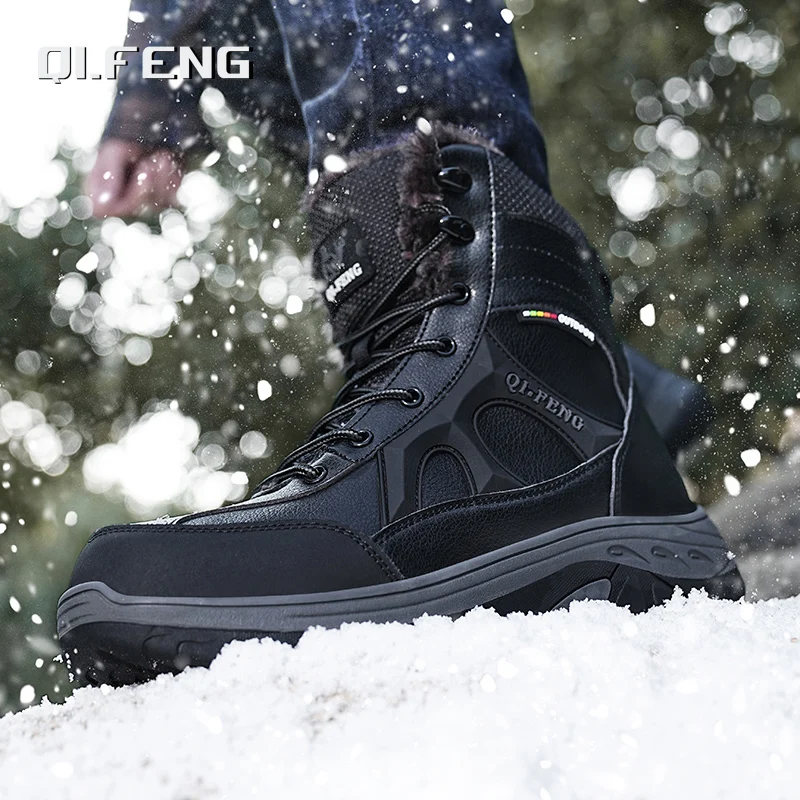 New Men Winter Outdoor Hiking Boots Plus Size 47 Snow Boots Men Training Work Boots Waterproof Slip-Resistant Keep Warm Fashion