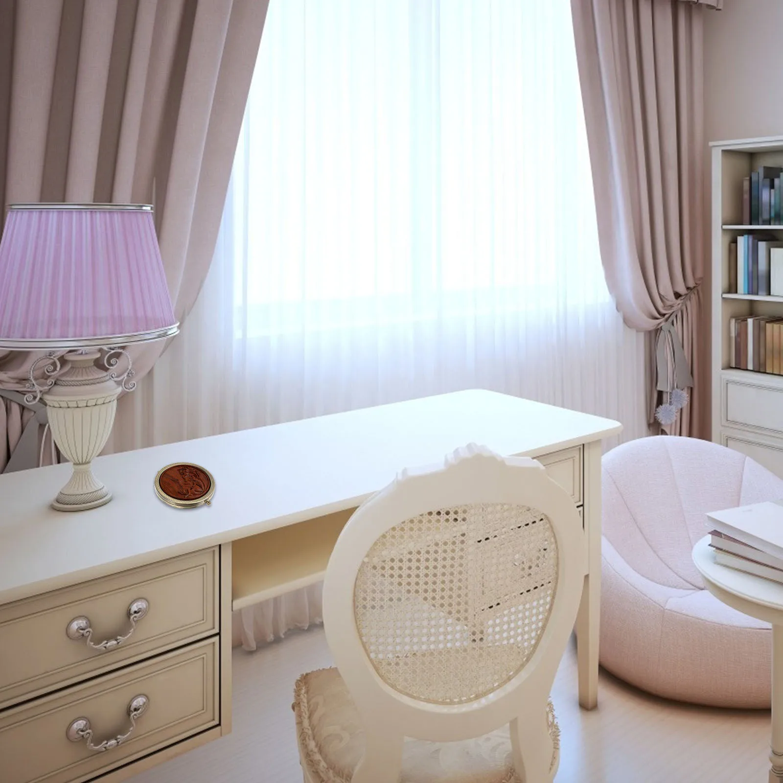 Travel Makeup Mirror Compact Foldable Round Wood Metal Portable Mirror for Women Small Lightweight Handbag Essential