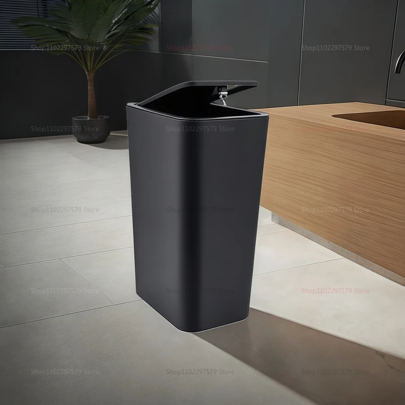سلة مهملات حمام صغيرة سعة 10 لتر مع غطاء علوي مضغوط، سلة مهملات بلاستيكية مدمجة للمرحاض وغرفة النوم وغرفة المعيشة والمطبخ بتصميم عصري #6