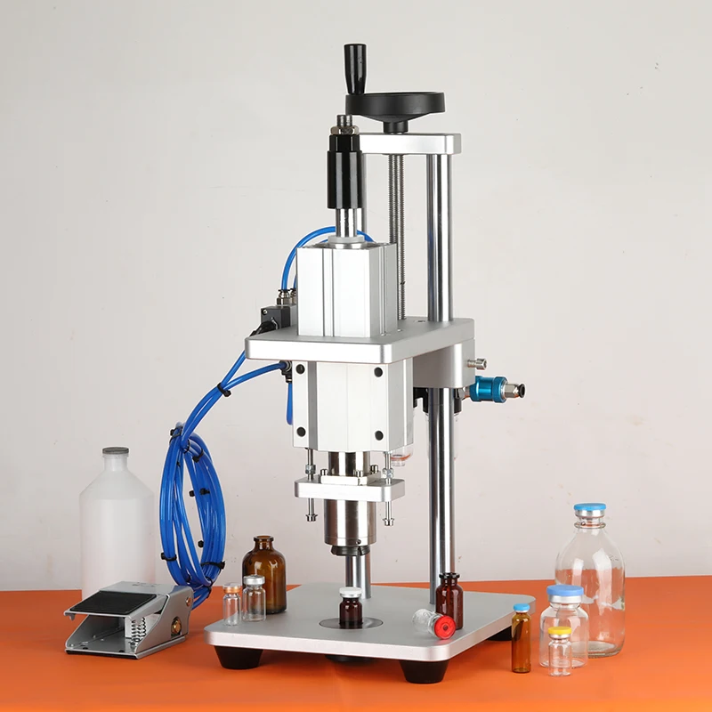 Desktop Semi-Auto Vial Sealing Machine Injection Glass Oral Liquid Bottle Ampoule Cap Locking Aluminium Plastic Cap Crimping