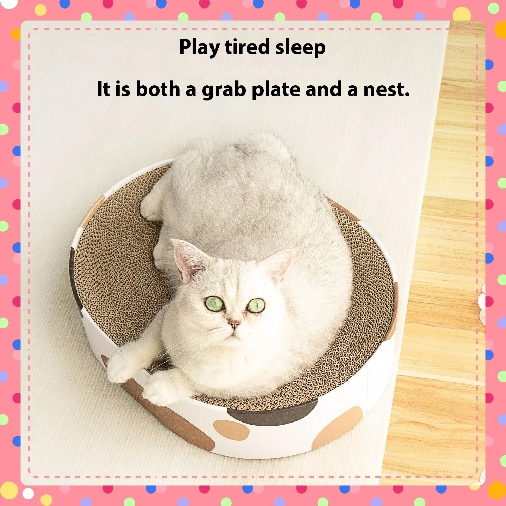 

Corrugated Cat Scratcher Cat Scrapers Round Oval Grinding Claw Toys for Cats Wear-Resistant Cat Bed Nest
