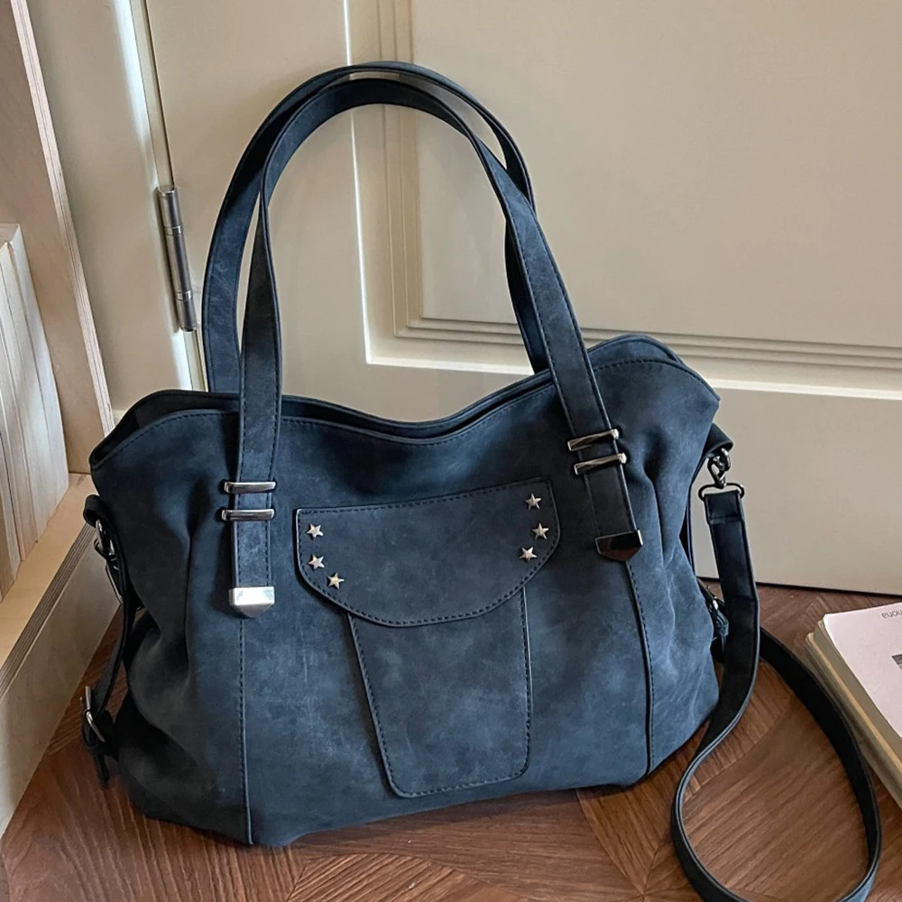 Large Capacity Vintage Shoulder Bag Women's New High Grade PU Leather Commute Tote Bags Versatile All-Match Crossbody Bags