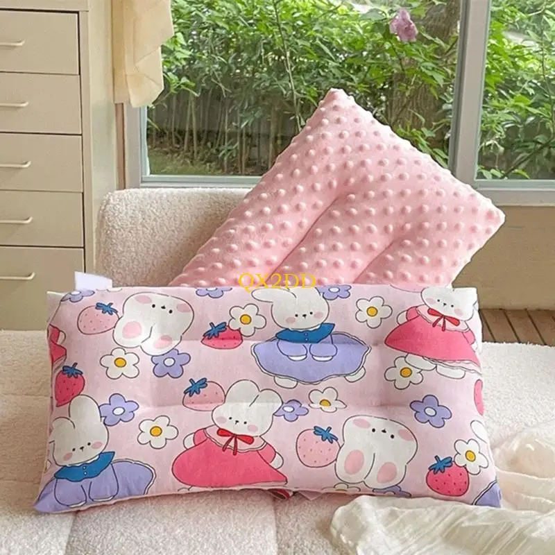 QX2d آمن وسادة طفل كرتون حيوان طباعة وسادة حديثي الولادة مع هدية نمط منقط