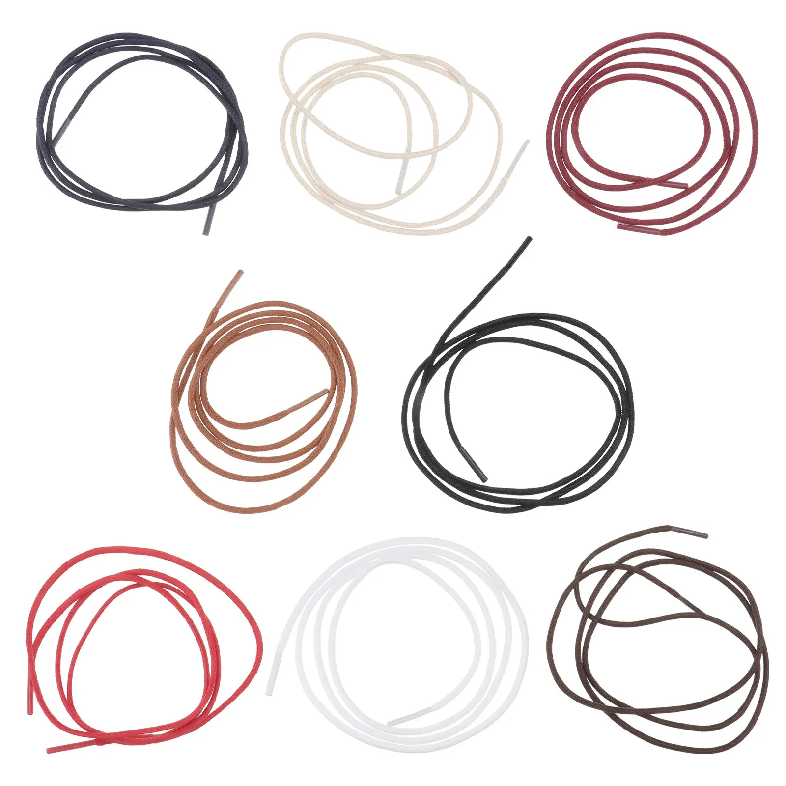 

8Pairs Waxed Cotton Shoelaces Eco Friendly Dyed Creative Simple Round Lace for Sports Shoes Jogging Fashion Sneakers Men Women