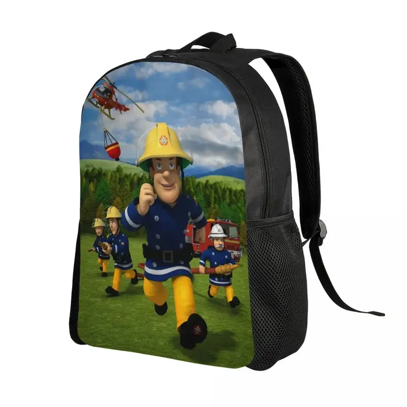 Fireman Sam Backpack for Men Women Water Resistant College School Cartoon Firefighter TV Show Bag Print Bookbag