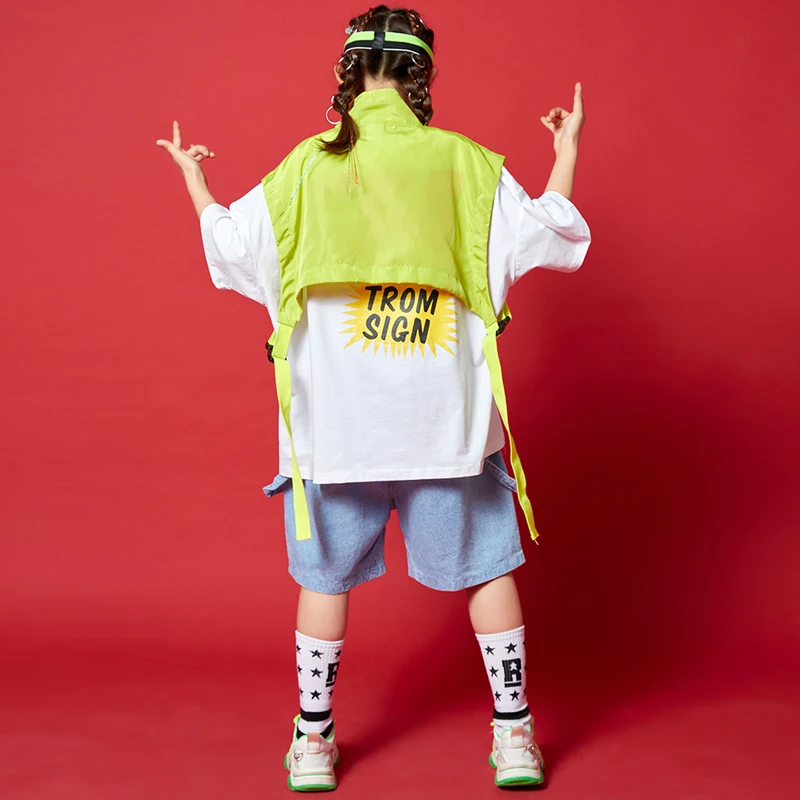 Maglietta oversize top Streetwear pantaloncini estivi per ragazze ragazzi Costume da ballo vestiti mostra abiti Kid Cool Hip Hop abbigliamento