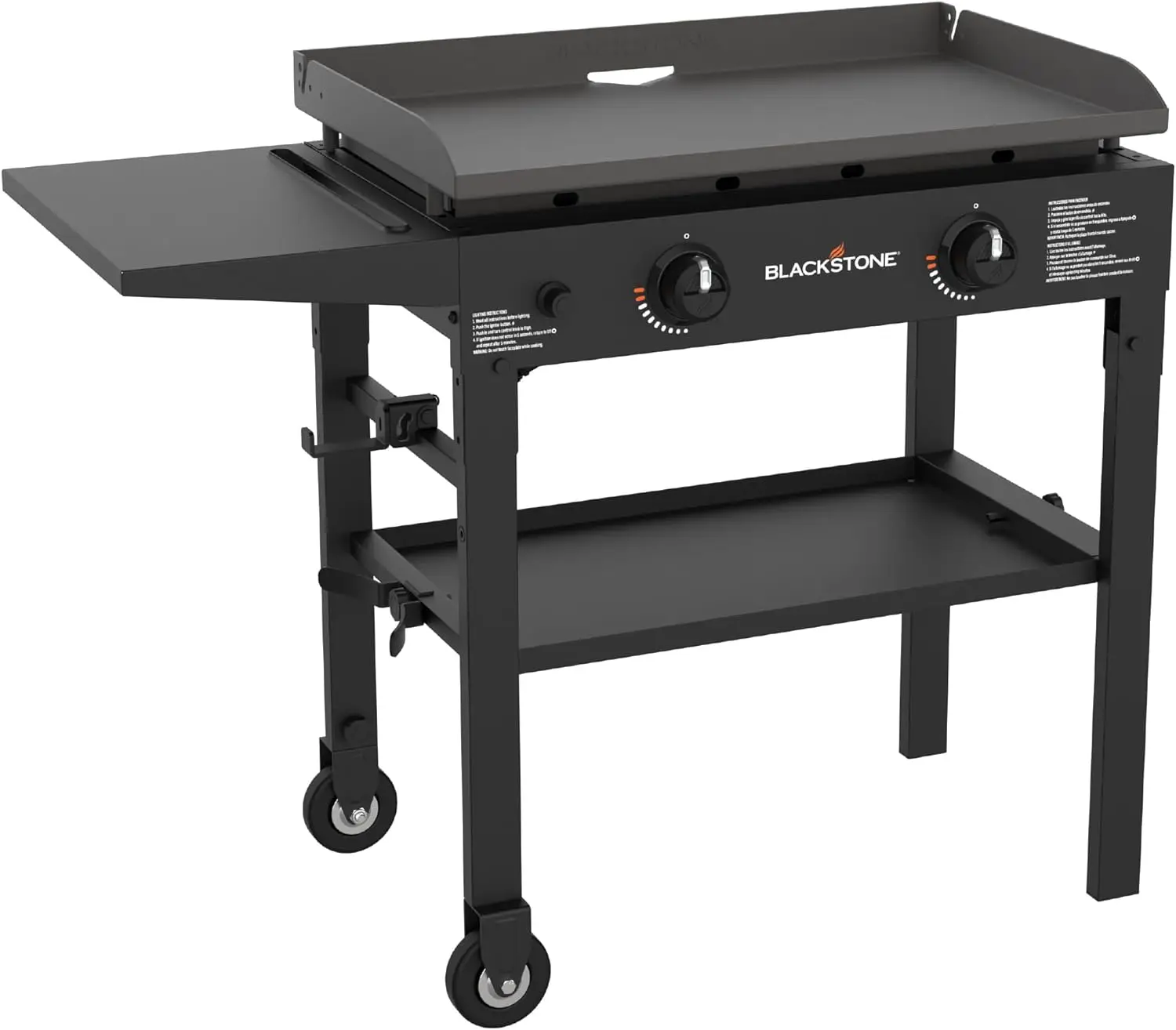 Flat Top Gas Grill Griddle 2 Burner Propane Fuelled Rear Grease Management System, 1517, Outdoor Griddle Station for