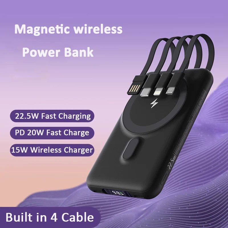 Wireless Magsafe Power Bank Magnetic Fast Charging 10000mAh High Capacity External Battery For iPhone15/14/13/12 Xiaomi Samsung