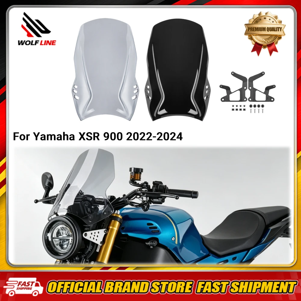 Pare-brise WOLFLINE pour Yamaha XSR900 2022-2024, déflecteur de vent, bloque le bruit du vent, réduit la fatigue des longues balades