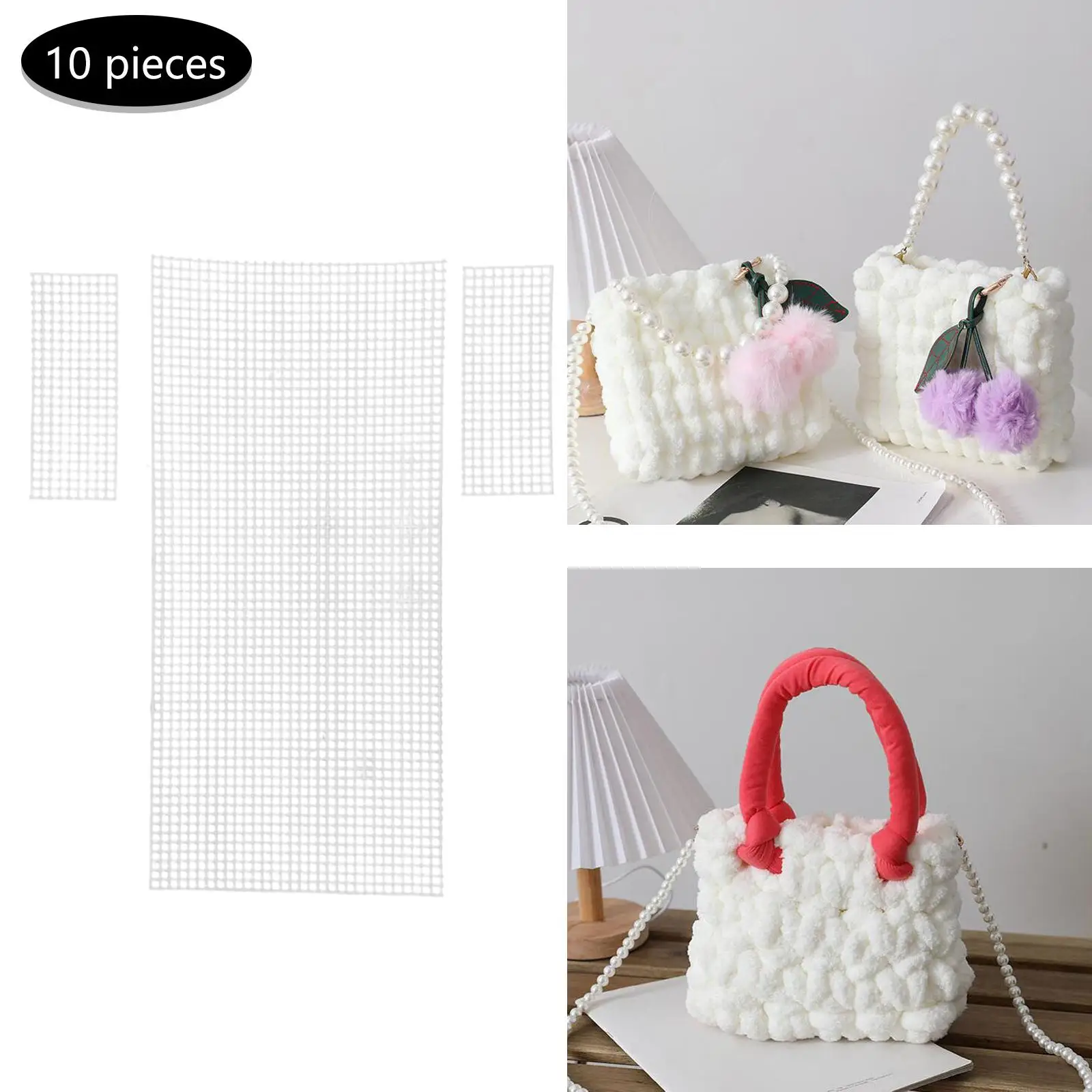 

10Pcs DIY Plastic Mesh Canvas Sheets for Lady Girls Bag Making Crossbody Handbag Accessories