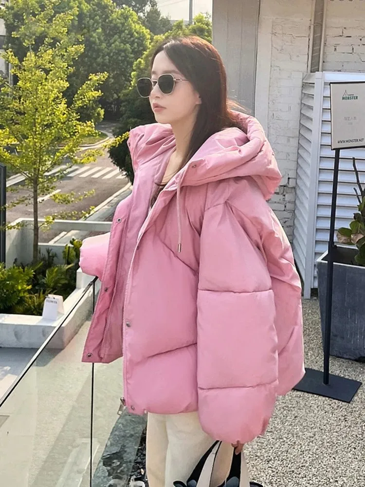 

Winter Jacket for Women Hooded Parkas Cropped Jacket 2024 Oversize Parka Thick Warm Down Cotton Coat Padded Clothing