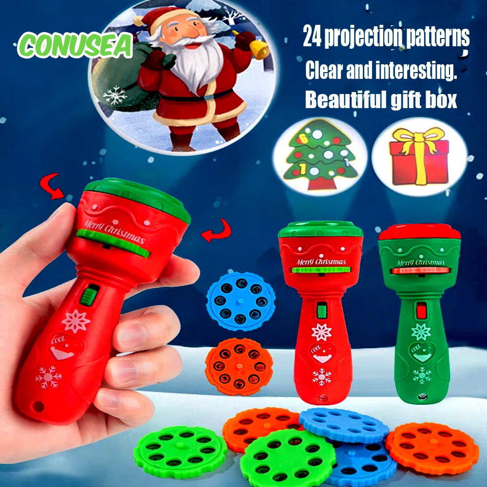 24 Patterns Children's Christmas Projector Flashlight Unique Toy Lighting Cartoon Pattern Fun Toy Children's Birthday Gifts Kids