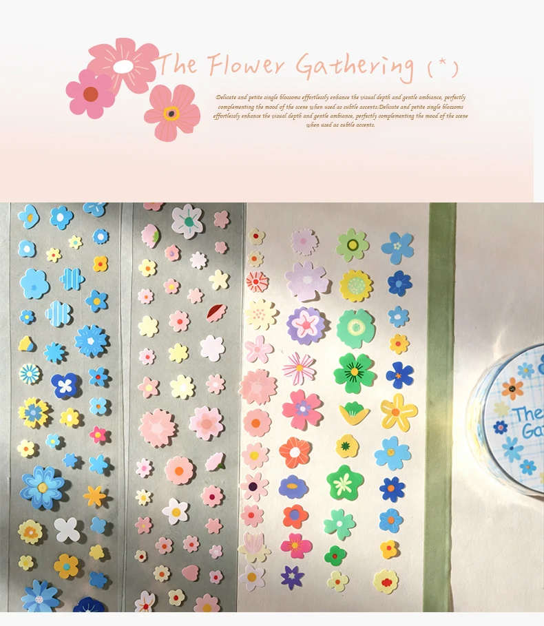 1–4 Rollen Washi-Tapes mit minimalistischem Blumenmotiv, Scrapbooking-Aufkleber, Material, perfekt für Journaling, DIY-Scrapbooking-Zubehör – Detail 9