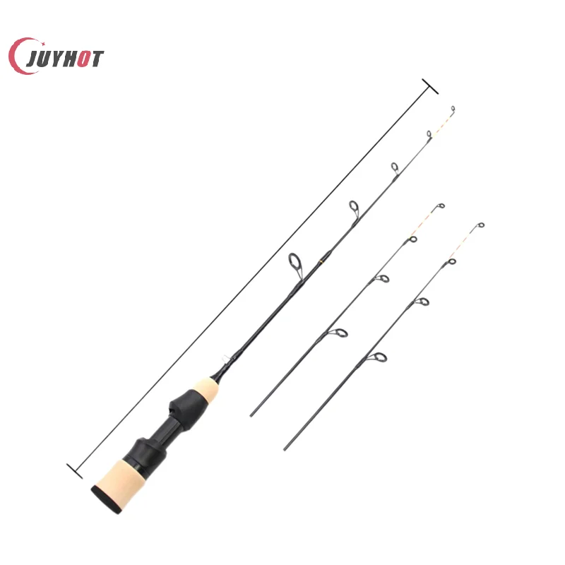 55cm 2 Tips Rod Winter Ice Fishing Rod With Reel Set Portable Fishing Pole Tackle Carbon Fiber Pole Shrimp Fishing Rod