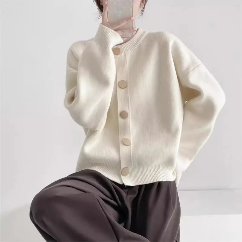 

Korean Version Girl's Knitted Cardigan Sweater Pullover Thicken Women's Knitwear Sheep Wool Spring Autumn Winter Female Top Coat