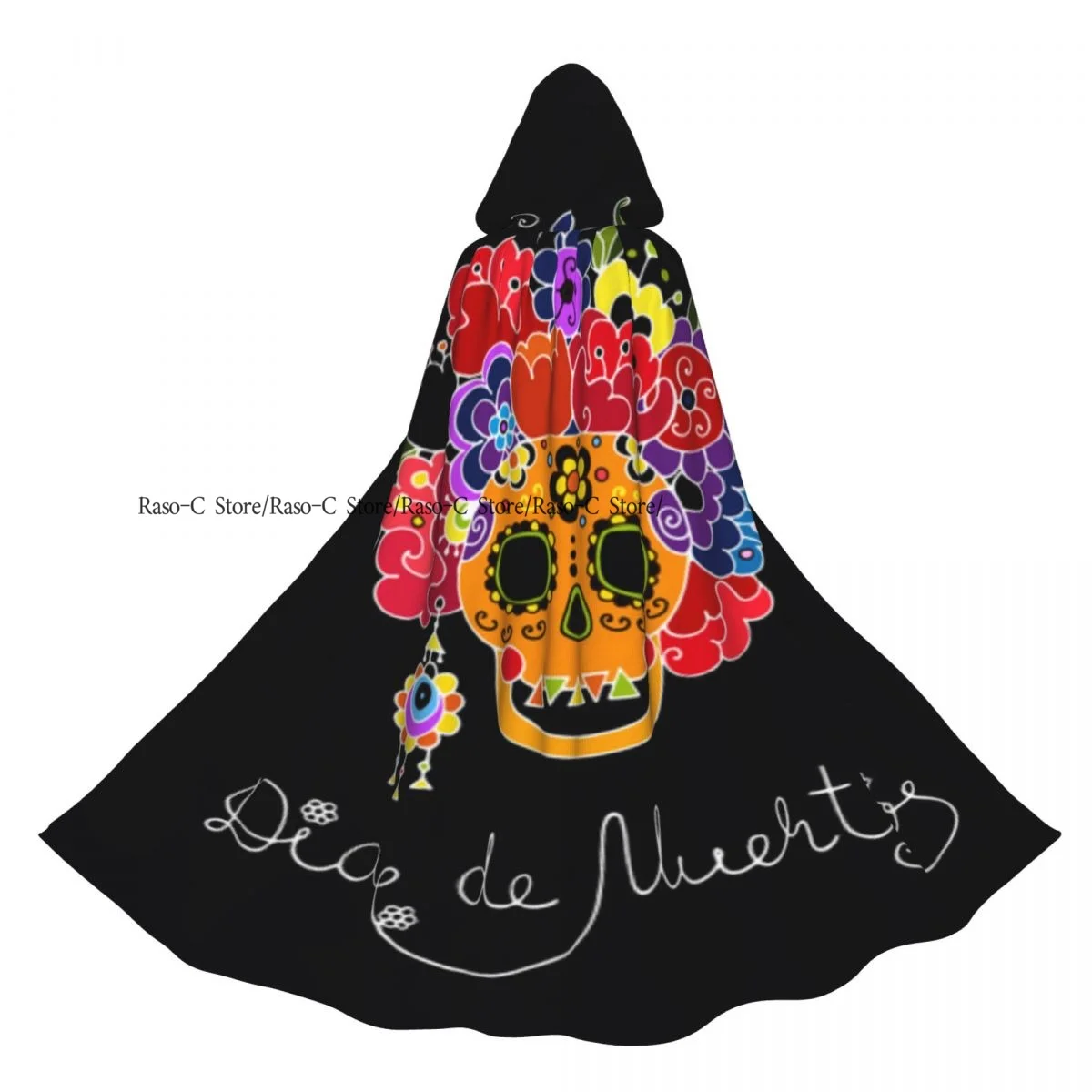 

Двусторонний плащ унисекс с капюшоном для взрослых вампиров, плащ «День мертвых» для женщины
