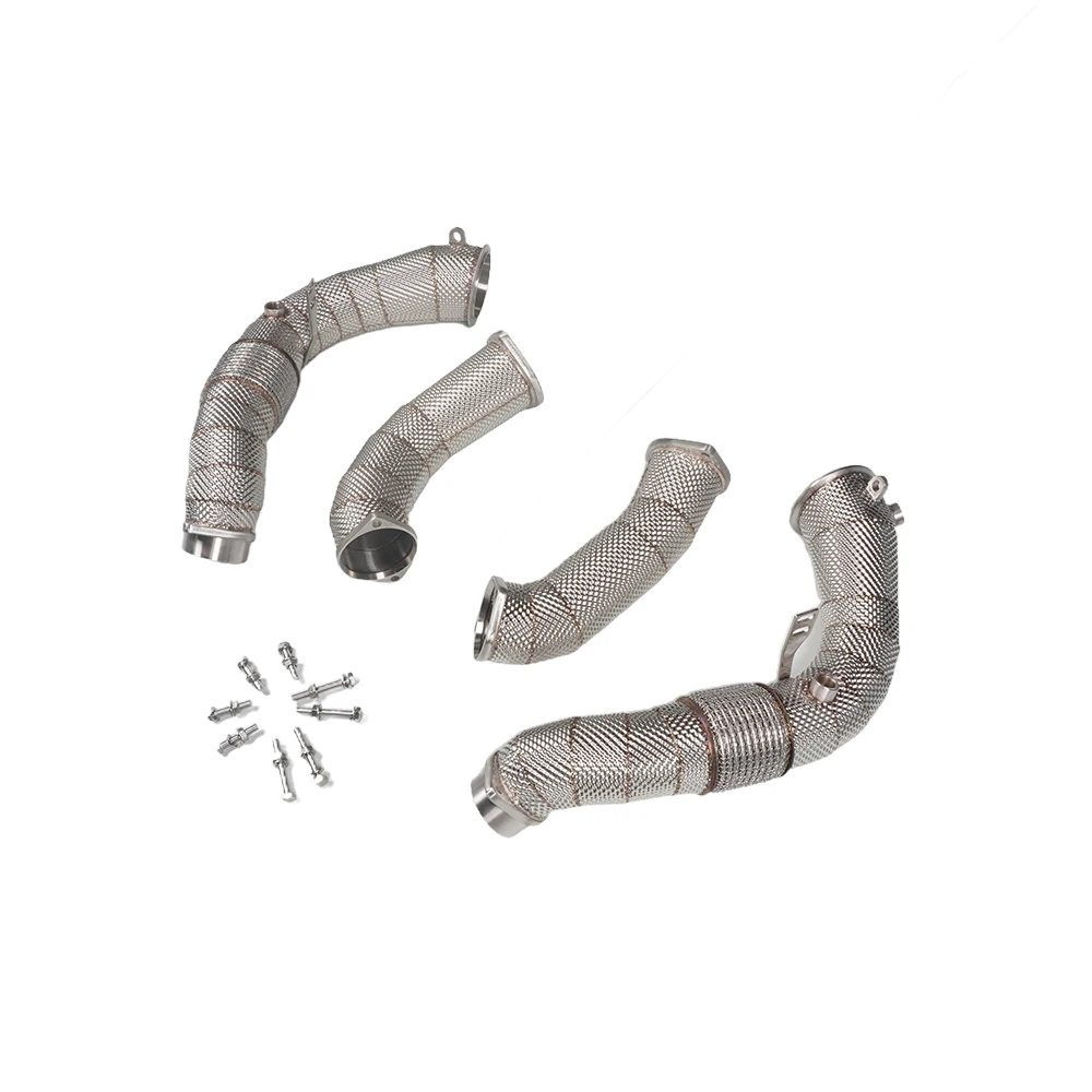 2023+ X6M 4.4T F96 Exhaust Straight Header Downpipe 304 Stainless Steel Heat Shield for New Condition for  Tuning Exhaust