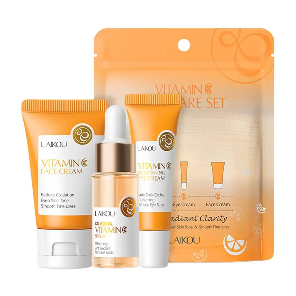 LAIKOU Vitamin C 3pcs/set Skin Care Sets Face Cream Moisturizing Care Face Cream Serum Wrinkles Eye Kit Anti U1S4