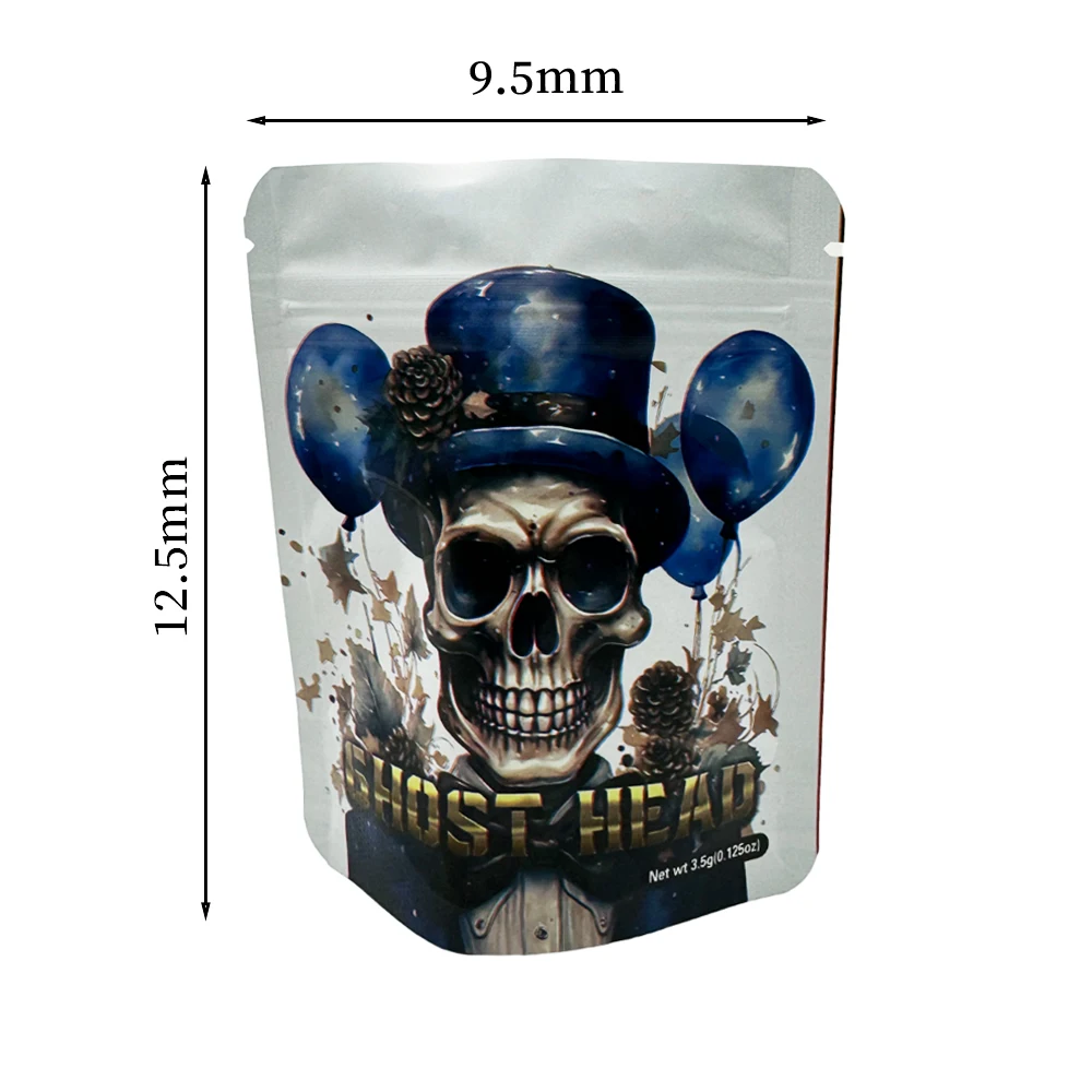 50Pcs skull Smell Proof Mylar Bags  Matte Glossy Printed Ziplock Bag for Helloween Food Candy Sugar Present Gift Box