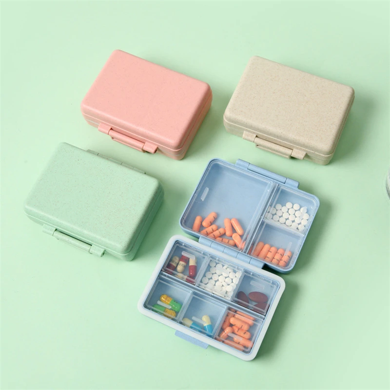 Portable Colorful Slots Medicine Box Health Care Container Case Pill Box Splitters Travel Pill Box Tiny Box Easy to Carry 9Grids