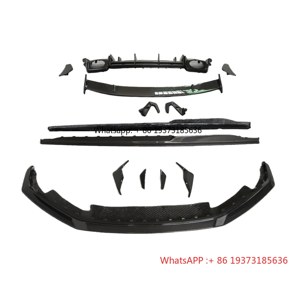 Dry Carbon Fiber Front Lip Rear Diffuser Side Skirt Rear Spoiler Body Kit for  New Audi R8 Pneumatic Kit