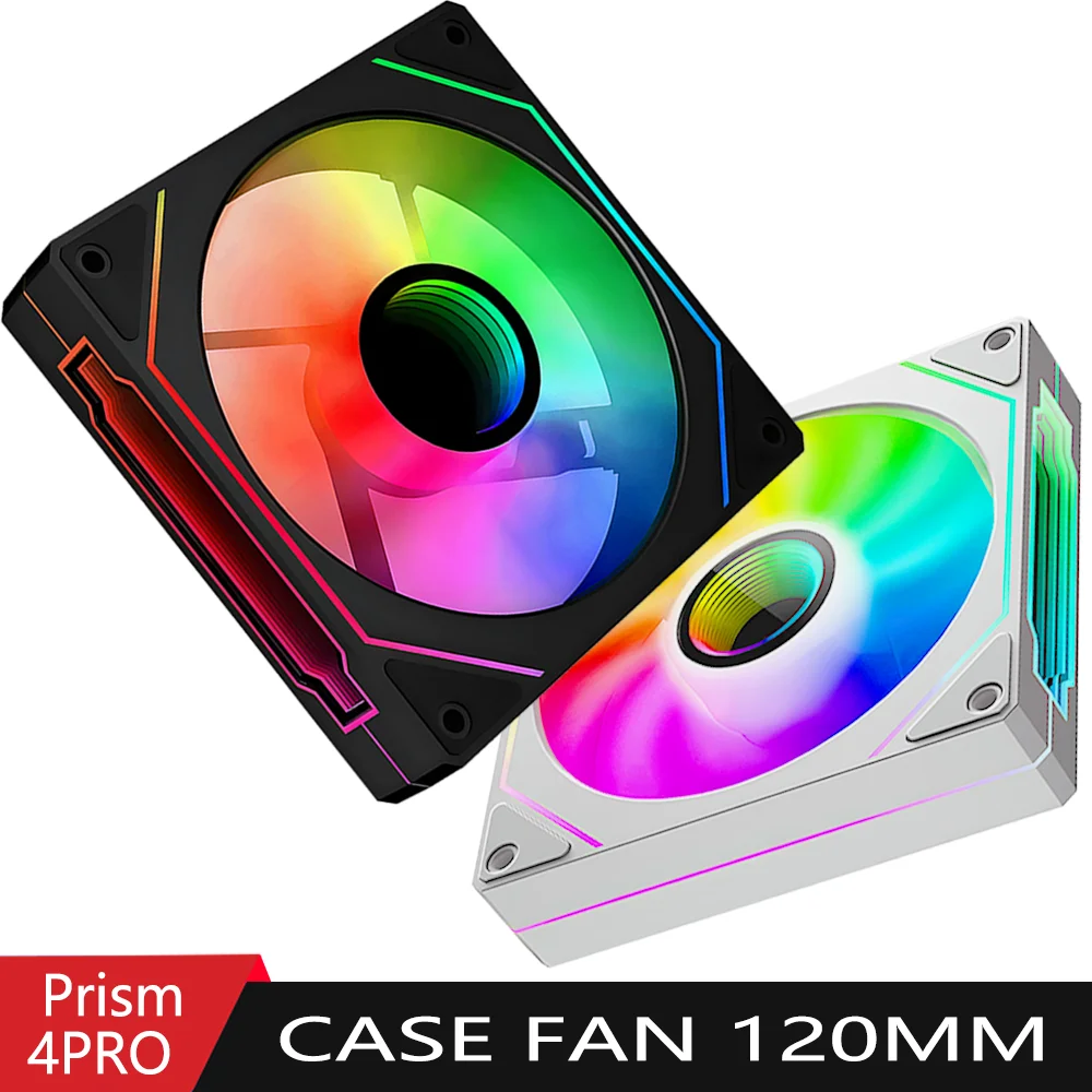 

PRISM 4 PRO Вентилятор корпуса компьютера 120 мм ARGB 4-контактный ШИМ бесшумный охлаждающий вентилятор 12 В с высоким потоком воздуха 45,2 куб. футов в минуту/600-1500 об/мин ventiladores para pc