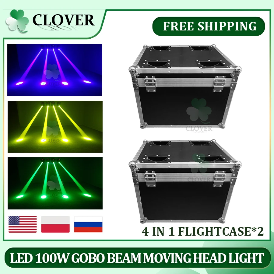 

No Tax 2x Flightcase For Moving Head Beam 2r Spot Lyre 100W LED Stage Pattern Light DMX Control with 8 Rotating Prism Super