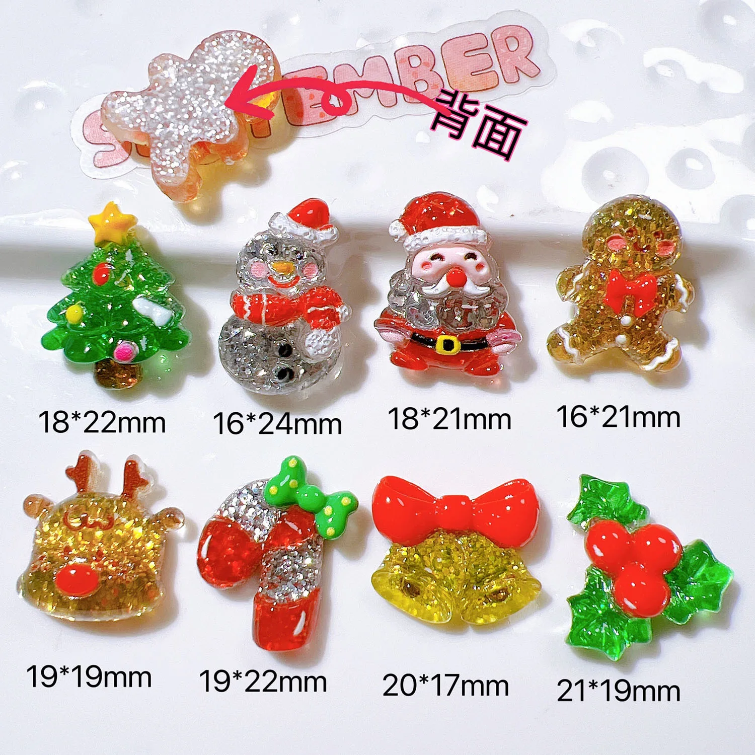 10Pcs New Cute Resin Cartoon Shining Christmas Collection Series Flat Back Scrapbooking DIY Jewelry Craft Decoration Accessories
