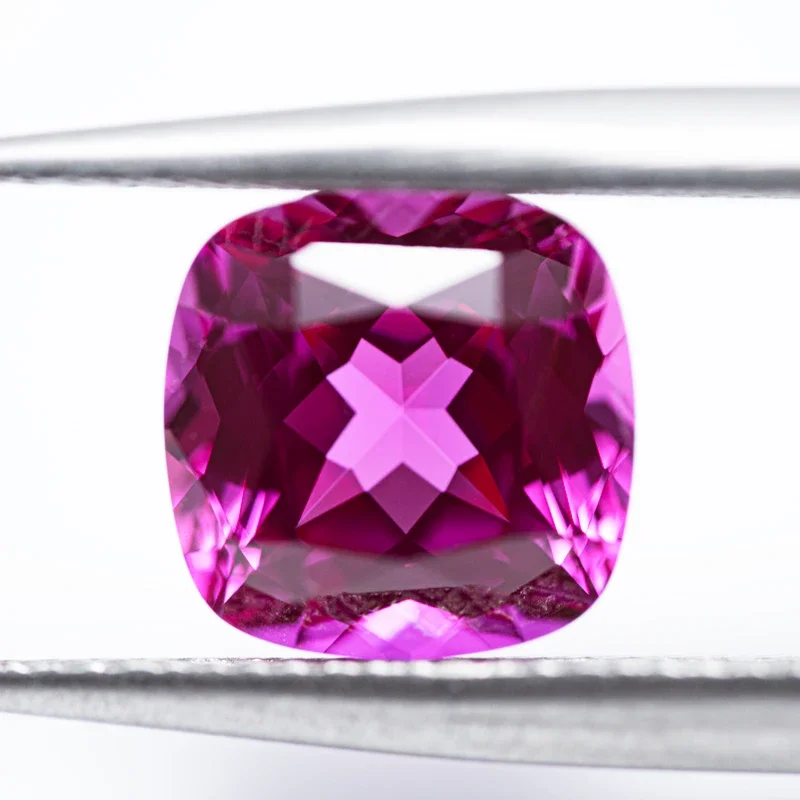 Top Lab Grown Sapphire Square Cushion Hot Pink VVS1 Selectable AGL Certificate for Charms Beads Diy Jewelry Making Materials