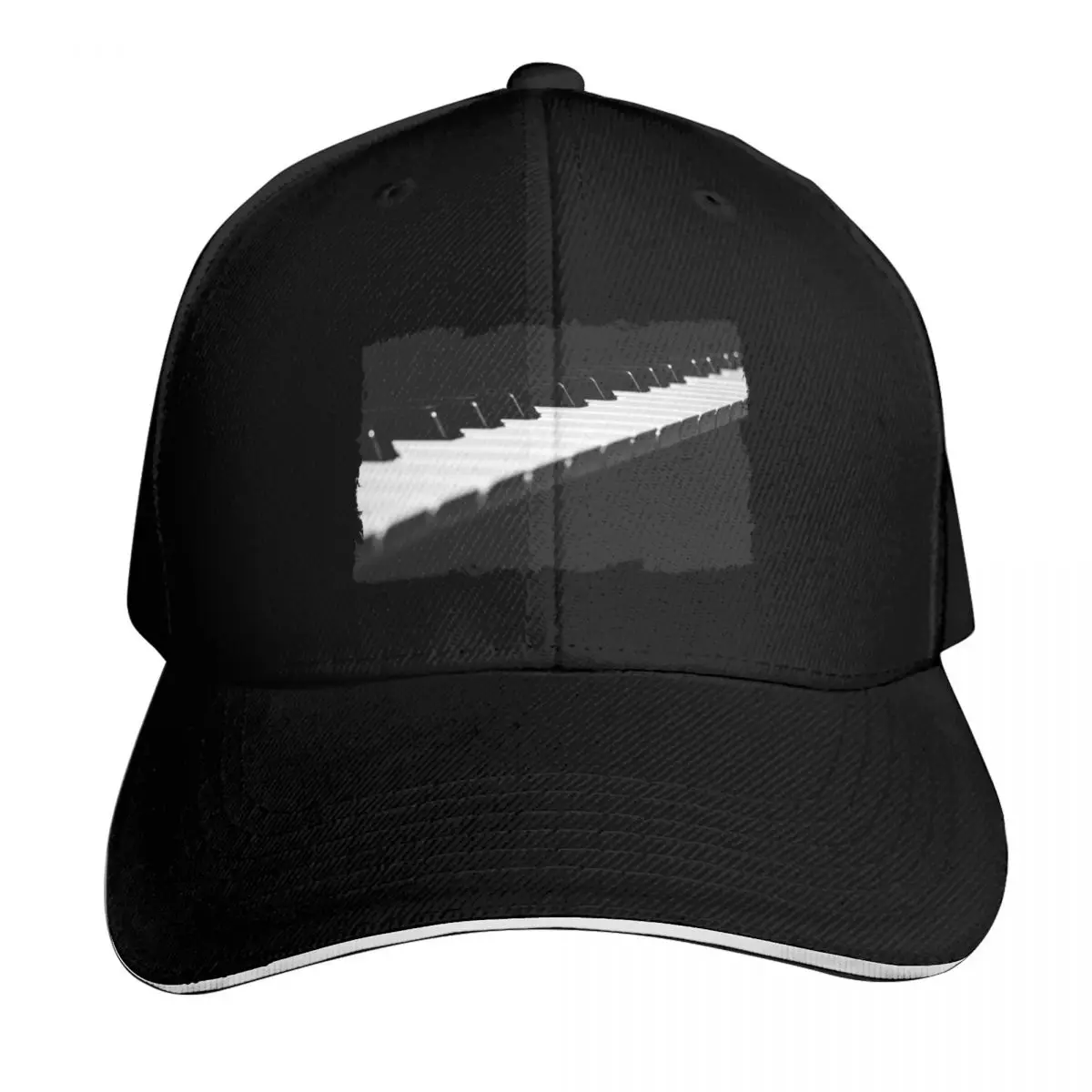 Piano Keyboard in Minimal Black and White Photograph Baseball Cap Men Women Casual Summer Sport Sun Cap