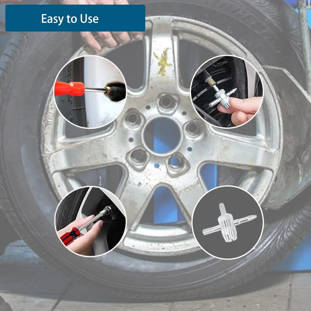 1-48 قطعة طقم تصليح صمام الإطارات صمام الإطارات الأساسية مزيل تركيب وإزالة أداة سيارة دراجة نارية أداة إصلاح وجع