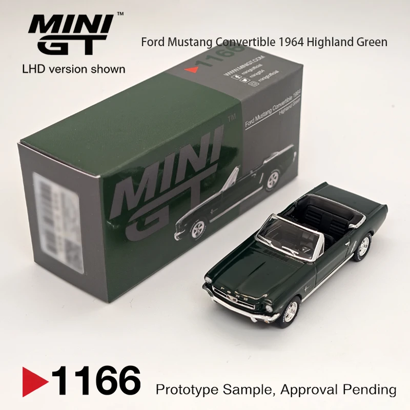 MINIGT 1166 1:64 MGT01166 Vintage Open‑Top Classic Convertible Diecast Model LHD Dark Green Chrome Trim In Stock Ready To Ship