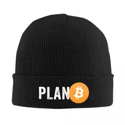 Bitcoin Crypto Currency Plan B Knitted Hat Women's Men's Skullies Beanies Winter Hat Acrylic Warm Melon Cap