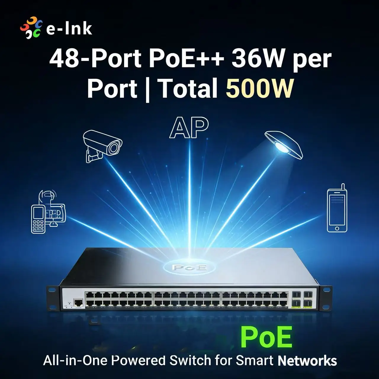 L2+ 48-Port 10/100/1000T 802.3at PoE + 4-Port 100/1000X SFP Managed Switch with VLAN Support