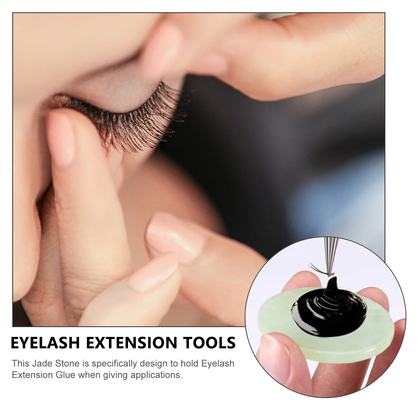 

10Pcs Eyelash Extension Jade Stone Pallet Adhesive Holder Smooth Surface Reusable Eyelash Glue Extension Tools Accessories