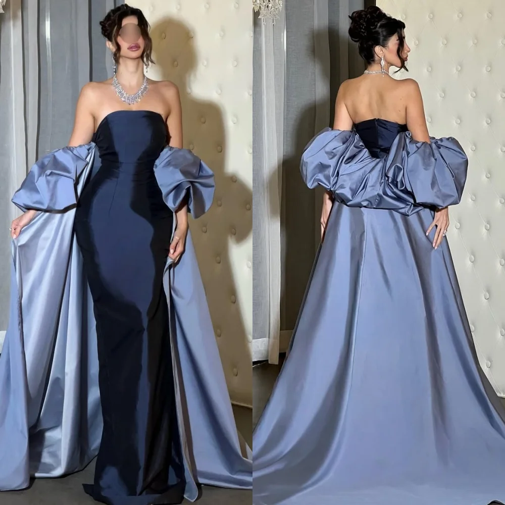 

Customized Modern Style Fashion Charmeuse Pleat Draped Mermaid Strapless Long Dresses Bespoke Occasion Dresses Sizes Available
