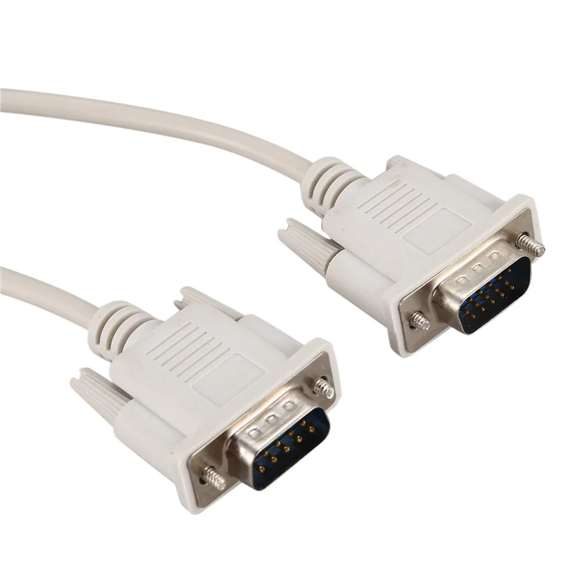 

5Pcs 1.4M RS232 DB9 9 Pin Male To VGA Video 15 Pin Male Adapter Cable Light Gray