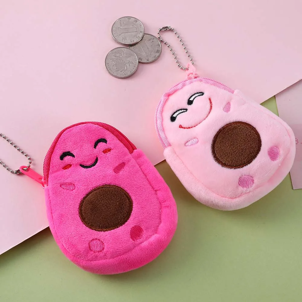 Mini Kawaii Money Pouch Cartoon Children Girls Avocado Plush Purse Small Coin bag Key Case Bags Wallet