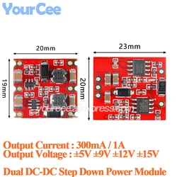 5pcs/1pc Dual DC-DC Step Down Buck Power Supply Module 300mA 1A Dual 5V 9V 12V 15V Output ±5V ±9V ±12V ±15V